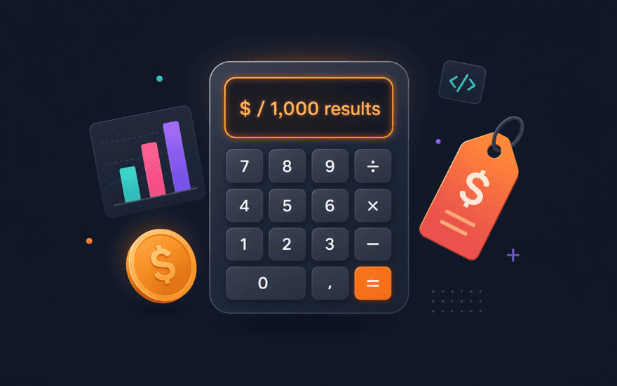 Illustration of a pricing calculator showing dollars per 1,000 results